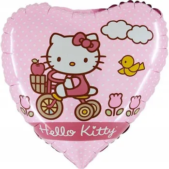 Balónek Fóliový balónek Hello Kitty na kole se srdcem, 46 cm