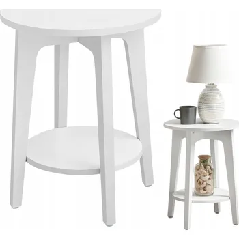 Konferenční stolek Konferenční stolek, MALÝ KULATÝ stolek, Odkládací stolek, 2 úrovně MODERNÍ styl bílý