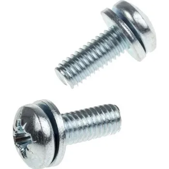 Šroub Šroub s podložkou Leskle pozinkovaný Ocel Kónická hlavice M6 x 16mm