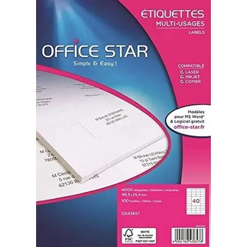 Speciální papír Etikety Office Star OS43657 48,5 x 25,4 mm
