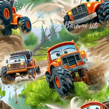 Úplet, Oranžové Monster Trucks (E) (Top kvalitní úplet Bella digitisk)