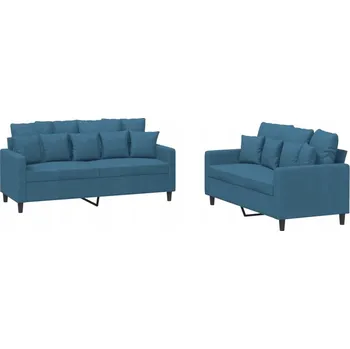 Sedací souprava Dvoudílná sedací souprava, čalouněná sametem, modrá