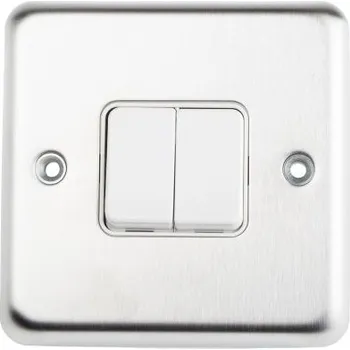 vypínač Vypínač světla, řada: K4672 Kolébkový Zapuštěný 2cestný barva Bílá Nerezová ocel 1pólový MK Electric, rozsah: Albany
