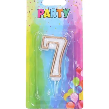 Dortová svíčka Svíčka narozeninová číslo 7, zlatá, 4 x 6 cm