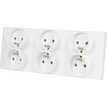 Elektrická zásuvka Trojitá zásuvka bílá sada Rámeček plastový trojitý a 3 x zásuvka Luuna