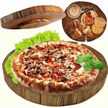 Otočná dřevěná servírovací deska/tácek z modřínového dřeva, průměr 20-25 cm