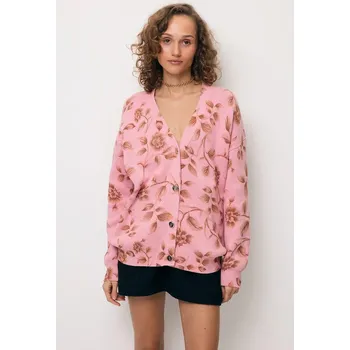 Dámský svetr Bavlněný kardigan Bizuu ROSSY ROSSY.ROZOWY růžová 03A, vel. ONE SIZE