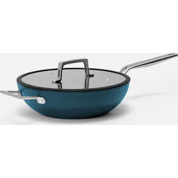 Pánev Wok pánev Meda 4.0, ø 28 cm - Nepřilnavá pánev s keramickým povrchem s poklicí, modrá