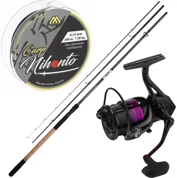 Rybářský prut MIKADO - Set UV II prut Medium Feeder 3,45 m, Naviják UV2 Feeder 4007, silon 0,22 mm