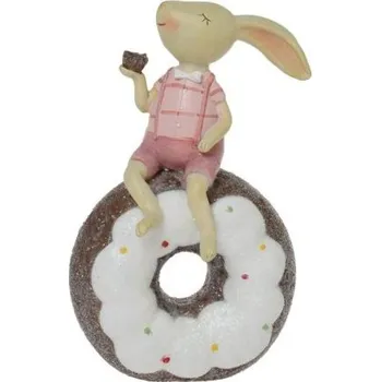 Velikonoční dekorace Velikonoční dekorace zajíc na donutu růžový, 10x6x17 cm