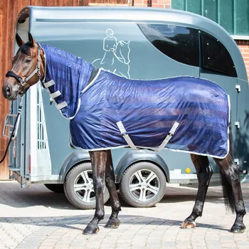 Jezdectví BUSSE Deka proti hmyzu Stripe Plus BUSSE, s krkem, navy Délka zad: 165 cm