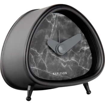 Budík Karlsson Budík s mramorovým ciferníkem, MARBLE, černý