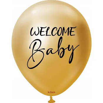 Balónek Latexové balónky Kalisan Welcome Baby Mirror Gold 45 cm, 2 ks