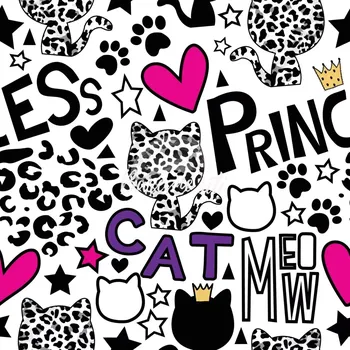 Úplet, Princess cat na bílé (E) (Top kvalitní úplet Bella digitisk)