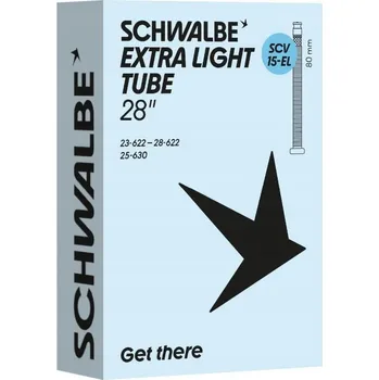 Duše na kolo SCHWALBE SCV 15 EXTRA LIGHT SILNIČNÍ DUŠE 23/28x622/630 GALUSKOVÝ VENTILEK (PRESTA) 80MM - BALENÍ