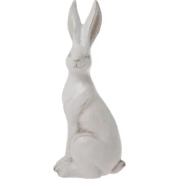 Velikonoční dekorace Velikonoční dekorace keramický sedící zajíc bílý, 9,5x8x22,5 cm
