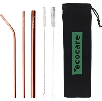 ECOCARE Ekologická Kovová Brčka Set Růžovo zlatá