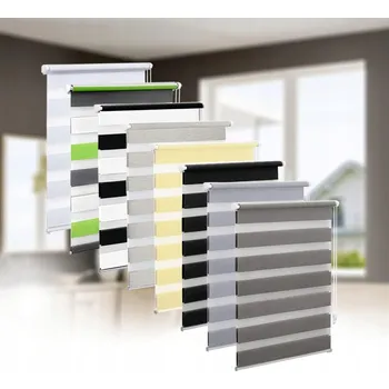 Roleta Roleta den a noc s napínákem, bez vrtání, černo-bílá, 60x150 cm