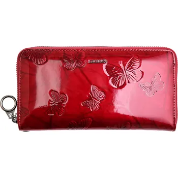 Peněženka Velká dámská kožená peněženka Carmelo 2102 M červená motýlci