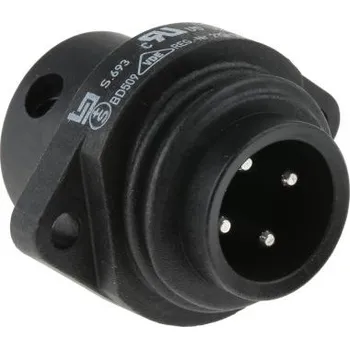 Elektrická zásuvka Konektor, řada: 693, počet kontaktů: 4, orientace těla: přímý, Montáž na panel, pohlaví kontaktu: Samec Zástrčka