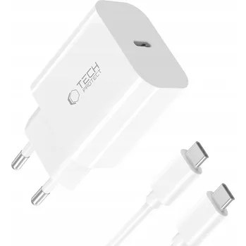 SÍŤOVÁ NABÍJEČKA USB-C S KABELEM USB-C PD 20W BÍLÁ