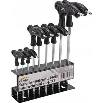 Šroubovák Šroubováky torx s T-rukojetí a otvorem TXB, 9-dílná sada