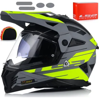 Helma na motorku Přilba LS2 MX702 Pioneer II Namib M.Grey H-V Yellow s homologací 22.06