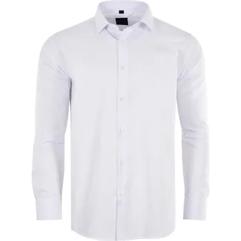 Pánská košile 45/46 HLADKÁ BÍLÁ KOŠILE S DLOUHÝM RUKÁVEM