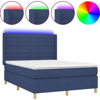 Postel VidaXL Kontinentální postel s matrací, modrá 140x200 cm, látka