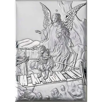 Obraz OBRÁZEK stříbrný Anděl strážný dárek Křest 5x7cm