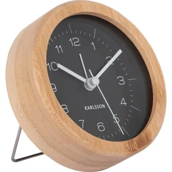 Budík Karlsson Budík s bambusovým pouzdrem NEAT, průměr 10 cm, černý