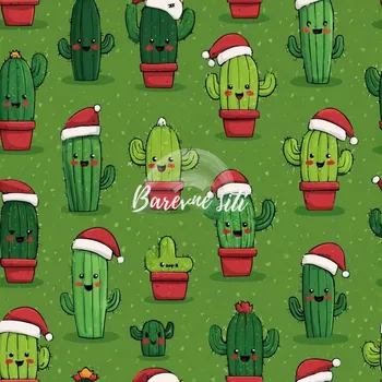 Úplet, Vánoční zelené kaktusky (E) (Top kvalitní úplet Bella digitisk)