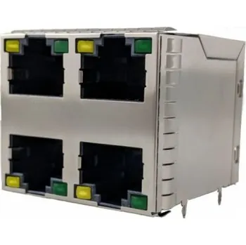 Konektor Amphenol Communications Solutions Konektor RJ45, řada: RJE4 Vnitřní Cat5e, počet cest: 8, Pravý úhel, Montáž na plošný