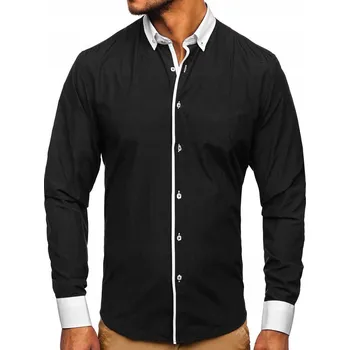 Pánská košile Bolf pánská košile casual s dlouhým rukávem slim střih bavlna velikost M