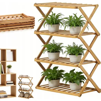 Botník BAMBUSOVÝ BOTNÍK, 4 PATRA, SKLÁDACÍ REGÁL, SKŘÍŇKA, STOJAN DO PŘEDSÍNĚ