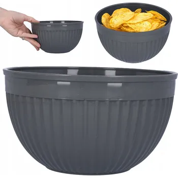 Šedá kuchyňská miska plastová 2 l misky na salát na chipsy potraviny Ø18,5