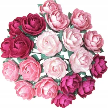 umělá květina PAPÍROVÉ KVĚTY RŮŽIČKY mix růžová 20mm - 50 ks