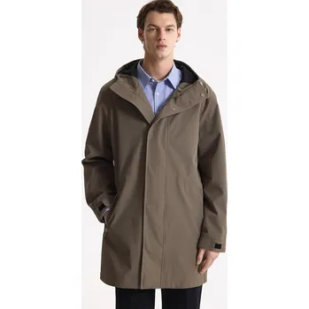 Dámský kabát Reserved - Bunda parka s kapucí - hnědozelená - 537HK-78X - 537HK-78X-XL