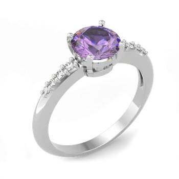Prsten SOLUNA Nadčasový stříbrný prsten s fialovými zirkony GRANDI VELIKOST: 49 - ⌀ 15,6 mm