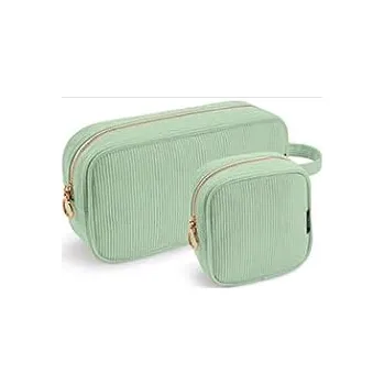 Kosmetická taška KALIDI Kosmetická taštička Corduroy Mint Green 2 ks