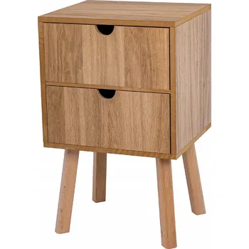 Noční stolek Noční Stolek MDF Lite Bukové dřevo Dvě zásuvky v barvě dubu POSNORD