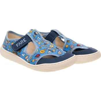 Chlapecké bačkory Fare WIDE 7002401, obrázkové, modré na suchý zip - perforované Velikost: 30