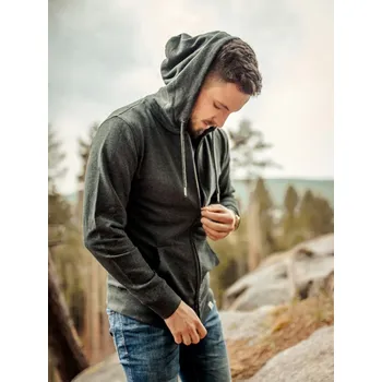 Pánská mikina Pánská rozepínací mikina Bez potisku - tmavě šedá Šedá - tmavě žíhaná M