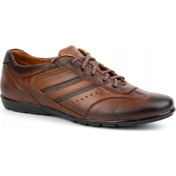 Pánské polobotky Stylové pánské kožené polobotky 7004DT hnědé pro každou příležitost, velikost 39