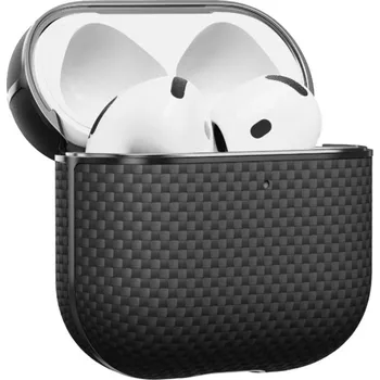 Pouzdro na mobilní telefon Kryt pro AirPods 4 Pitaka Aramid Fiber Magnetic Case - černý
