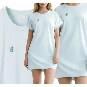 Dámská noční košile Bavlněná košile noční ATLANTIC pohodlná s krátkým rukávem NLD-002 XXL