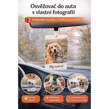 Vůně do bytu Osvěžovač vzduchu s vlastní fotografií – vonítko do auta s potiskem - jenostranný potisk / s parfemací +15 Kč