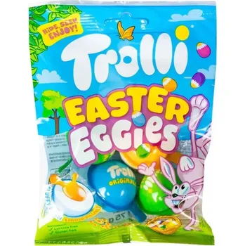 Bonbon Želé TROLLI EGGIES 75 g - 4x plněná želé vajíčka - sáček (plněné želé / želé vajíčka s ovocnou náplní / jednotlivě balené)