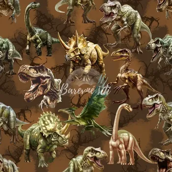 Úplet, Pravěcí dinosauři na hnědé (E) (Top kvalitní úplet Bella digitisk)