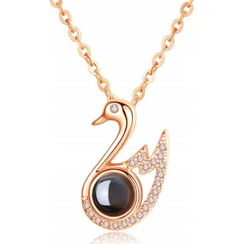 Náhrdelník Náhrdelník Růžové Zlato Labuť Srdce Projektor Zirkony Miluji Tě 100 Jazyky